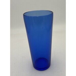 Vintage Cobalt Dark Blue Glass Cylinder Bud Vase 8 1/2 Tall 3 1/2 Wide